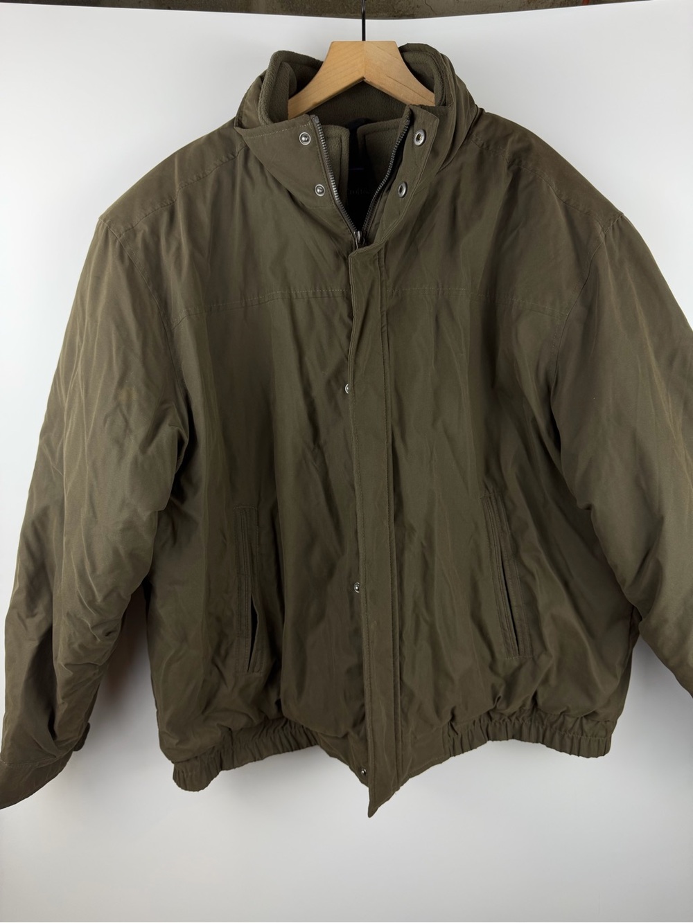Croft & Barrow Men’s Winter Coat Double Zip Olive XL Parka Wool Classic Neutral
